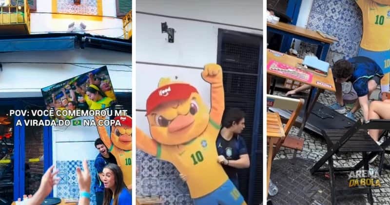Torcedor quebra TV de bar após virada do Brasil contra o Japão na Copa da Copa 2026
