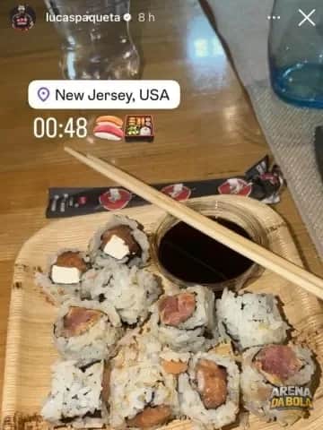 Lucas Paquetá compartilha foto de sushi após vitória do Brasil sobre o Japão na Copa da Copa 2026