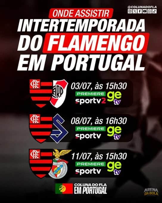 Flamengo anuncia transmissão dos amistosos em Portugal; confira a programação
