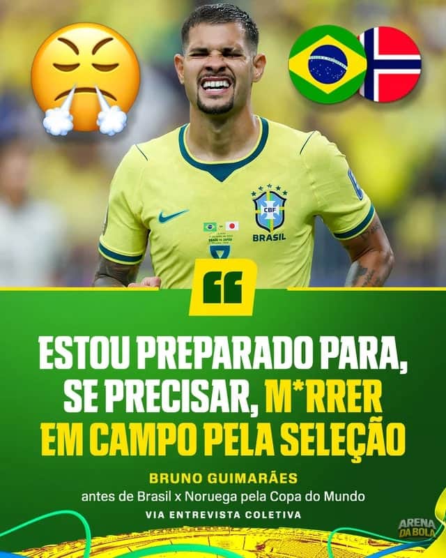 Bruno Guimarães promete dedicação total em Brasil x Noruega nas oitavas da Copa 2026