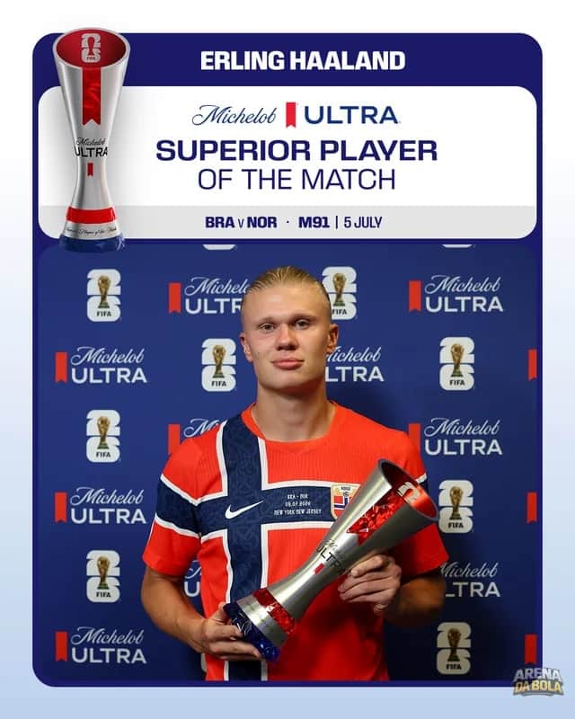 Erling Haaland é eleito o Melhor Jogador da Partida da Copa 2026