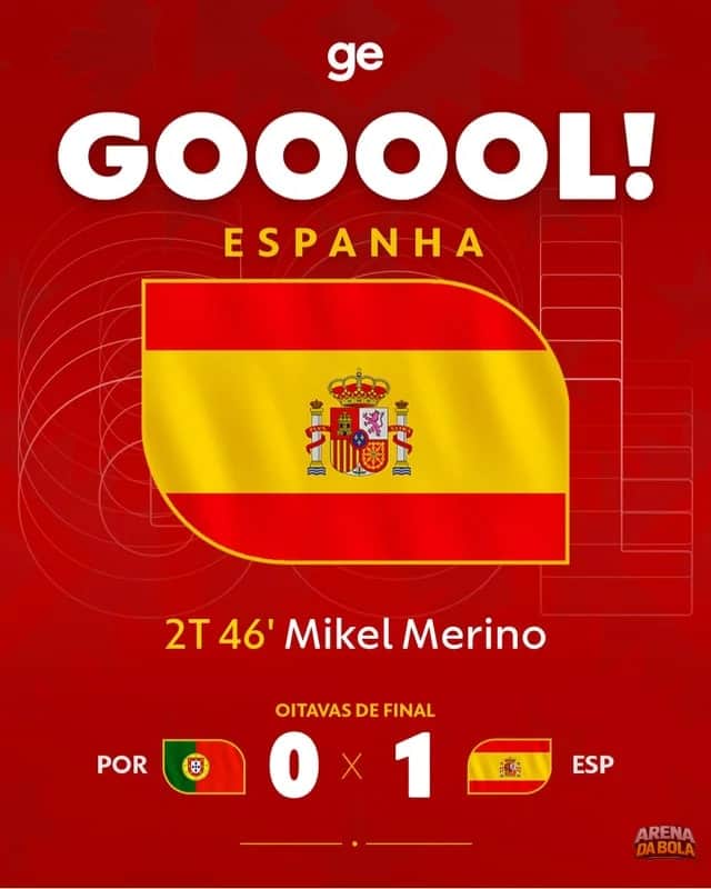 Gol de Merino garante vitória da Espanha sobre Portugal da Copa 2026