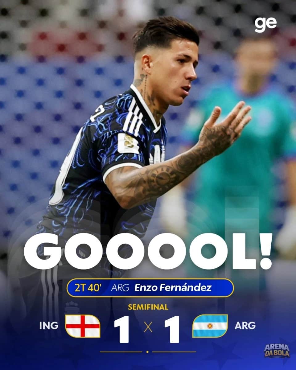 Semifinal da Copa 2026: Inglaterra e Argentina empatam com golaço de Enzo Fernández