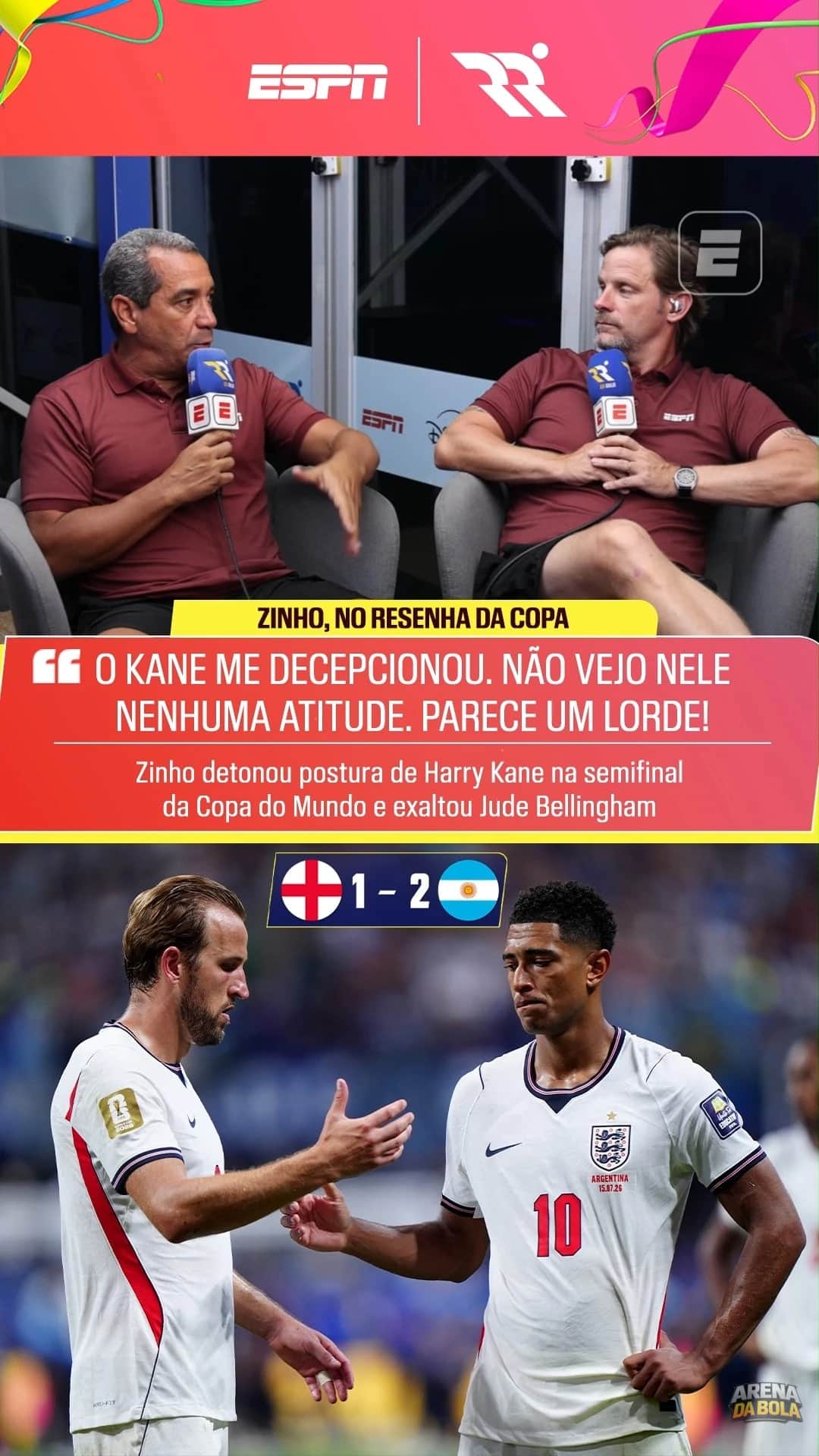 Zinho critica Harry Kane e pede postura mais enérgica no ataque da Inglaterra | Copa 2026