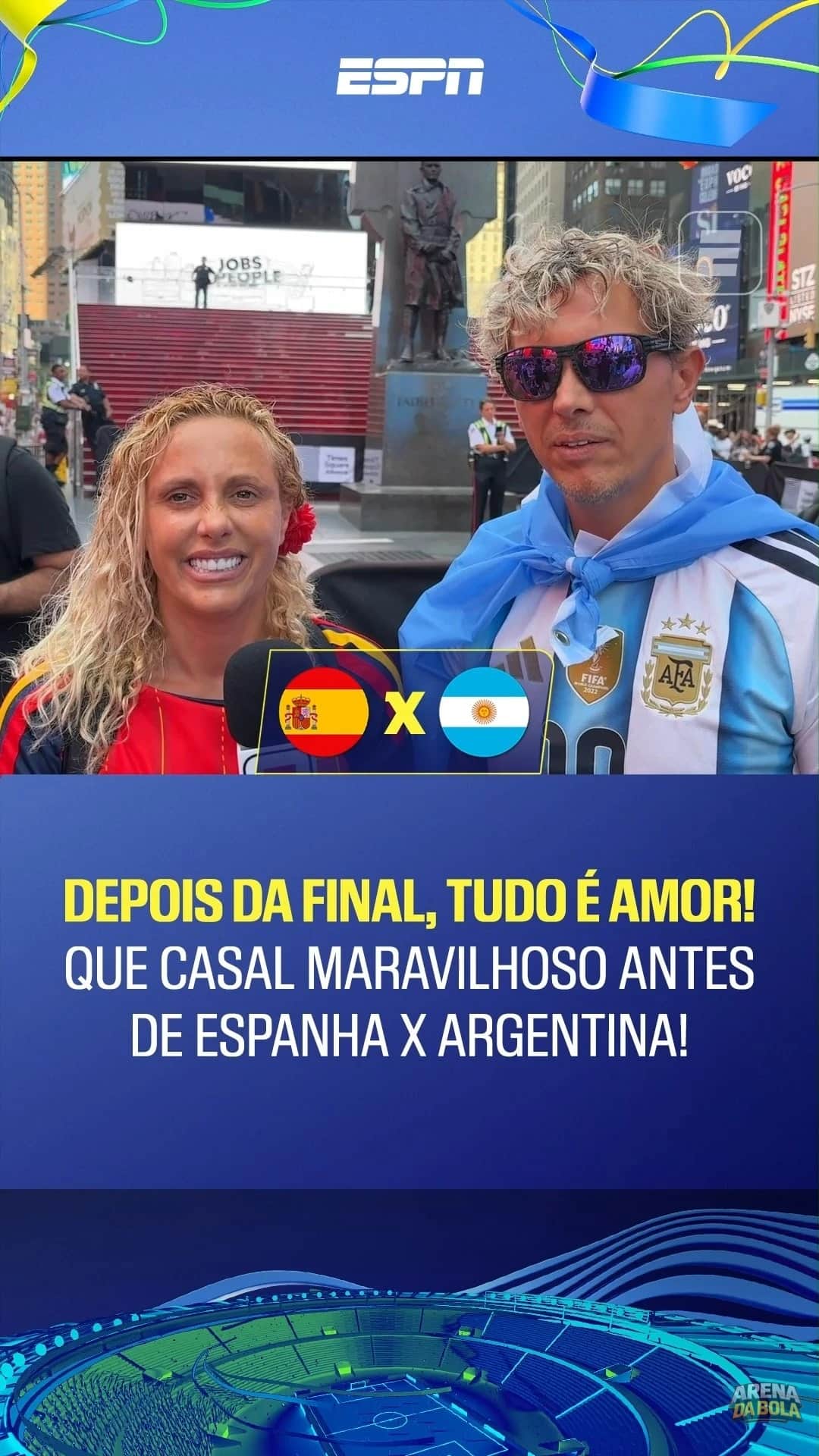 Casal argentino e espanhol viaja aos Estados Unidos para assistir à final da Copa do Mundo