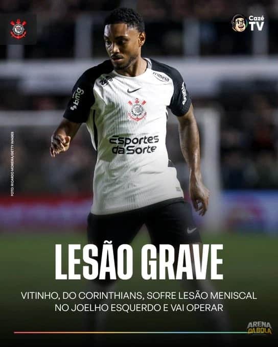 Corinthians confirma lesão de Vitinho e jogador passará por cirurgia