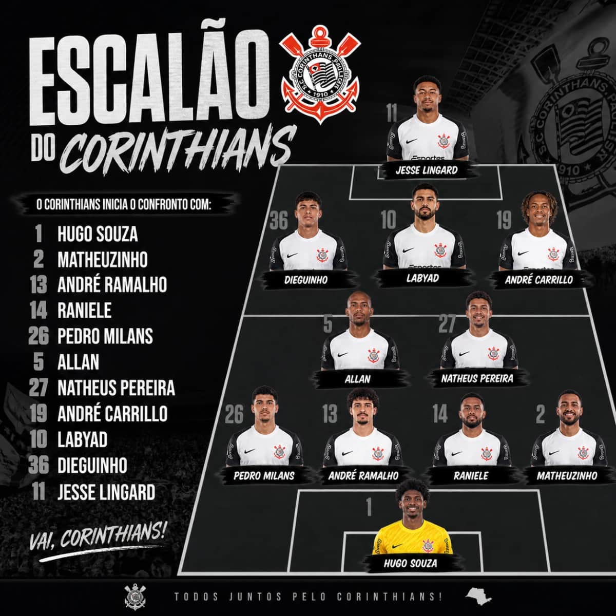Corinthians muda a equipe e se prepara para duelo decisivo contra o Athletico-PR | Brasileirão 2026