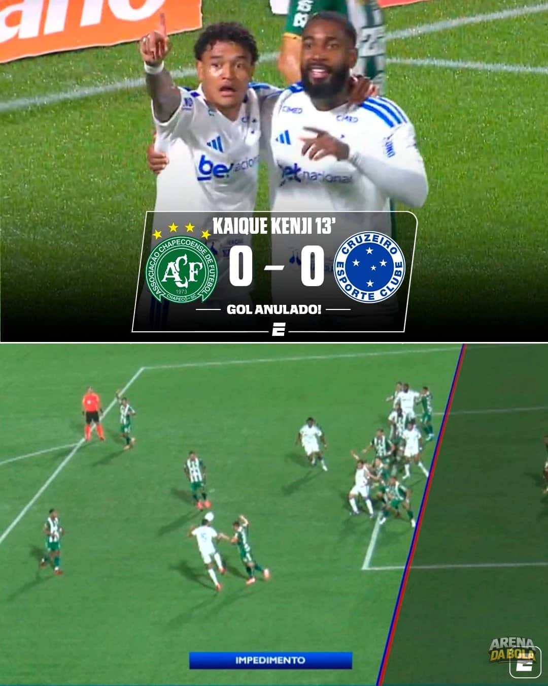 Cruzeiro tem gol anulado por impedimento contra Chapecoense na Copa do Brasil