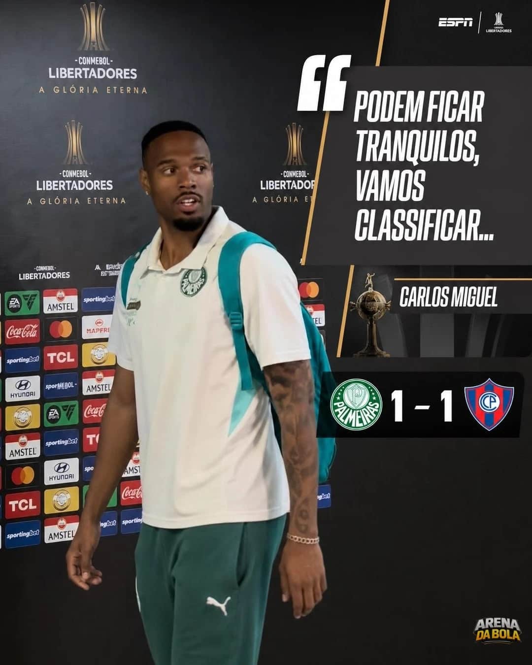 Carlos Miguel manda recado após empate do Palmeiras na Libertadores