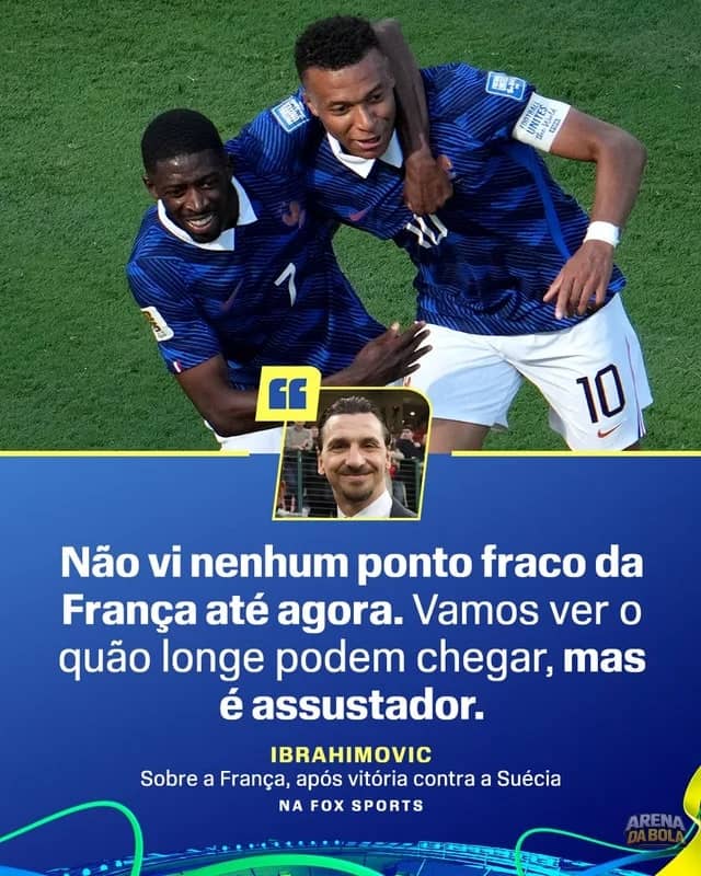 Zlatan Ibrahimovic elogia seleção francesa após jogo contra a Suécia da Copa 2026