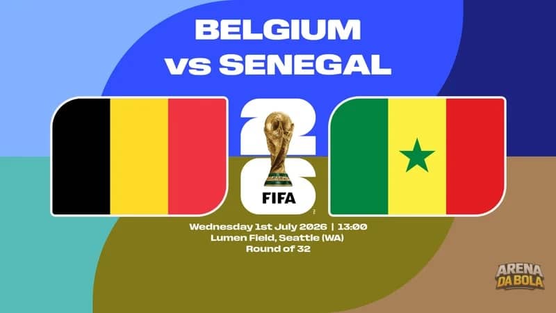 Bélgica enfrenta Senegal na fase de 32 da Copa 2026