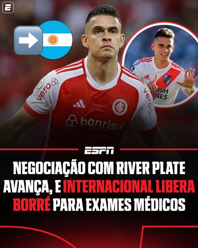 Colombiano Borré é liberado pelo Inter para exames no River Plate