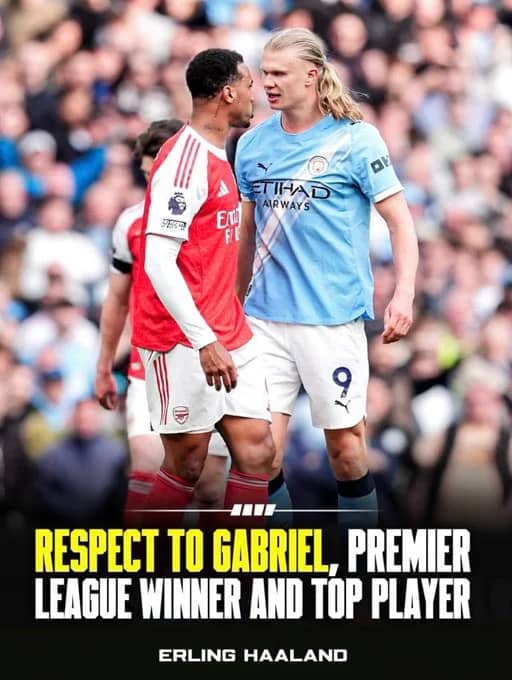 🚨 Haaland elogia Gabriel após vitória do Manchester City: "Ele é um jogador incrível"