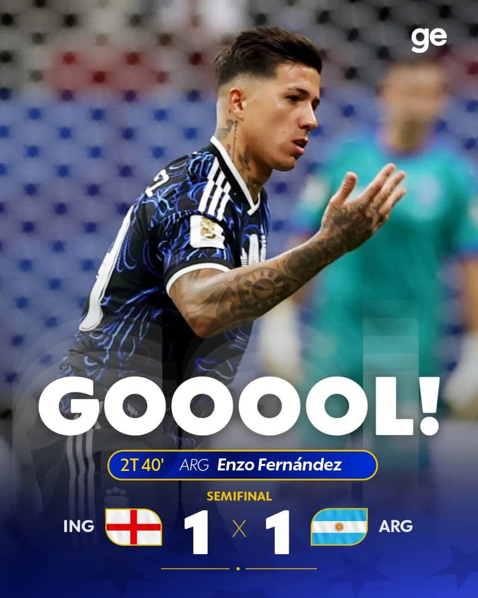 Semifinal da Copa 2026: Inglaterra e Argentina empatam com golaço de Enzo Fernández