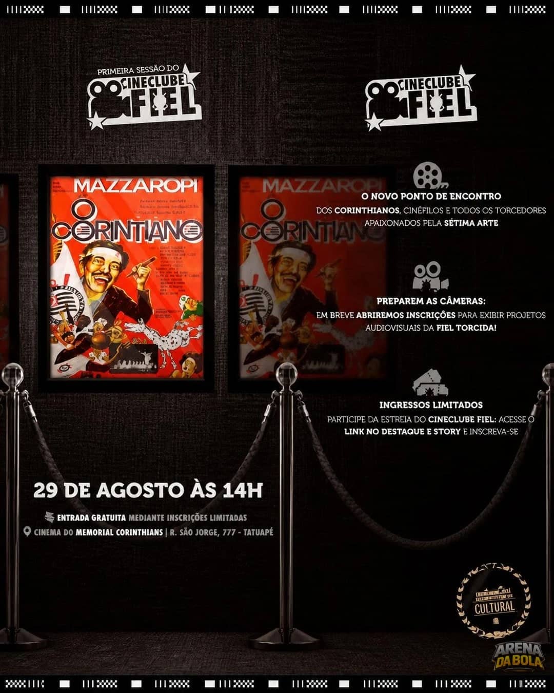 Corinthians inicia Cineclube Fiel para exibições de filmes no Parque São Jorge