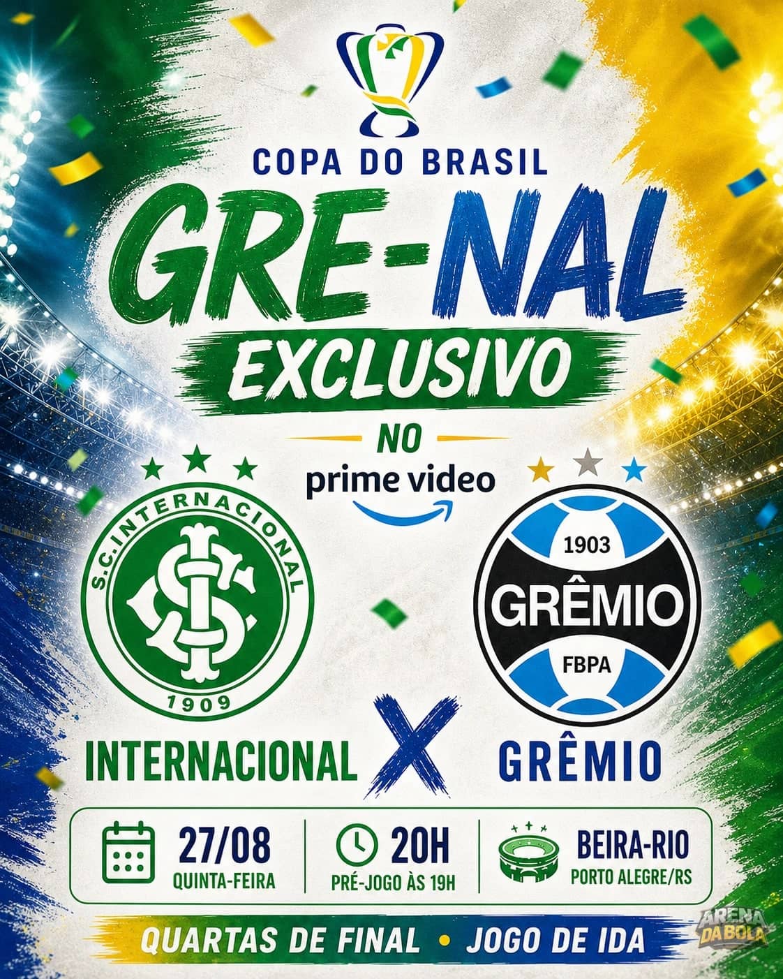 Internacional x Grêmio terá transmissão do Prime Video na Copa do Brasil