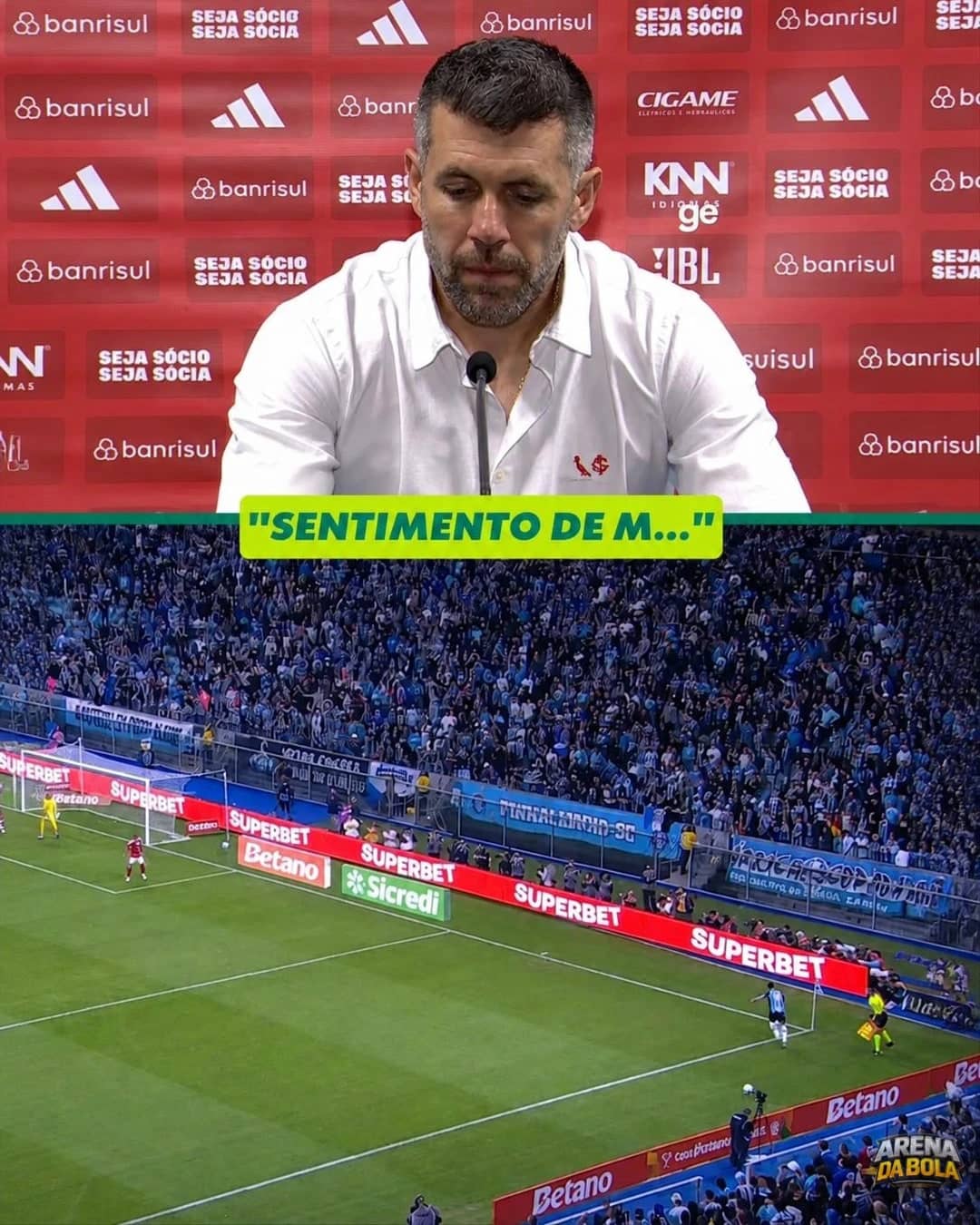 Pezzolano lamenta queda do Internacional diante do Grêmio na Copa do Brasil
