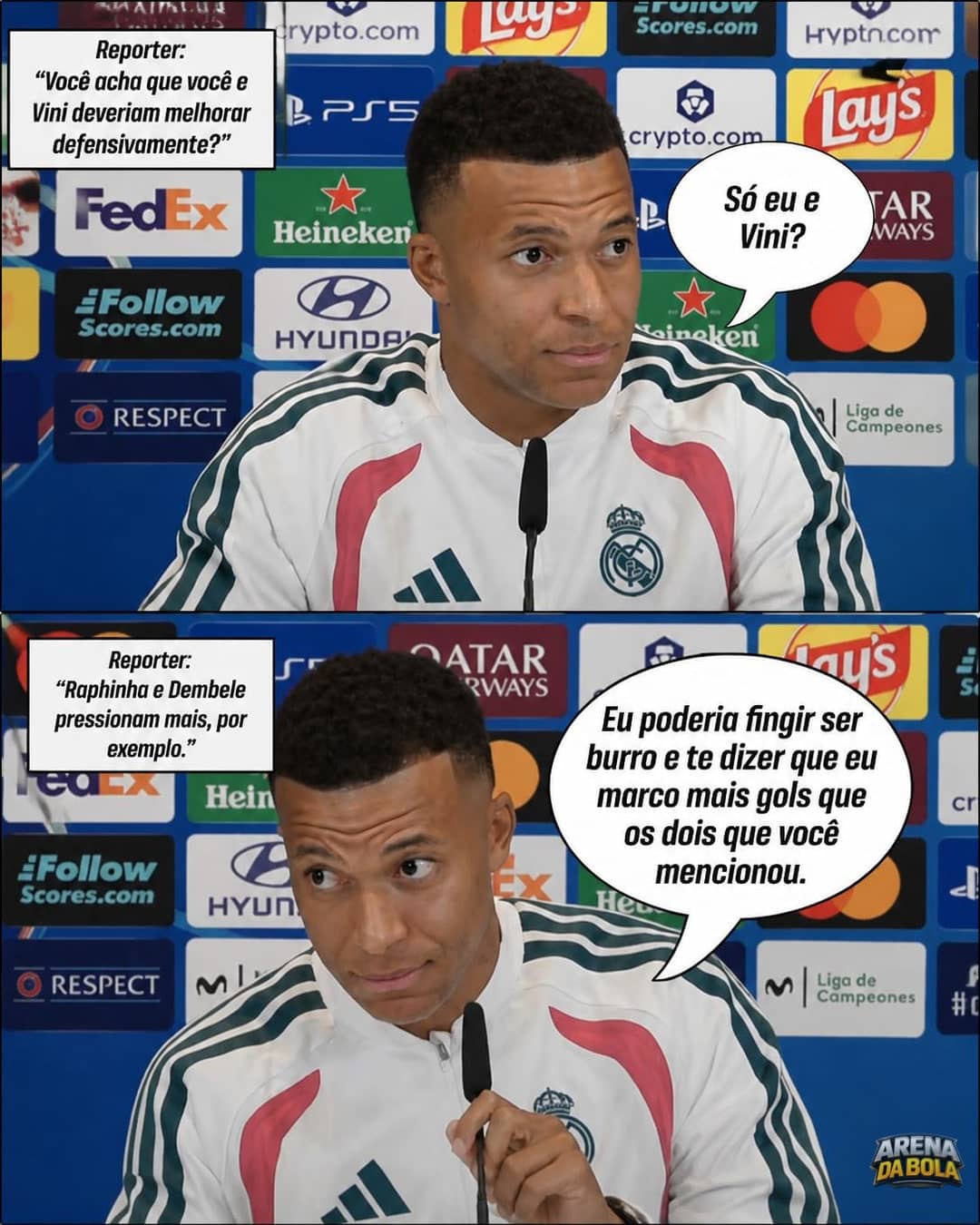 Mbappé rebate comparação defensiva com Vini