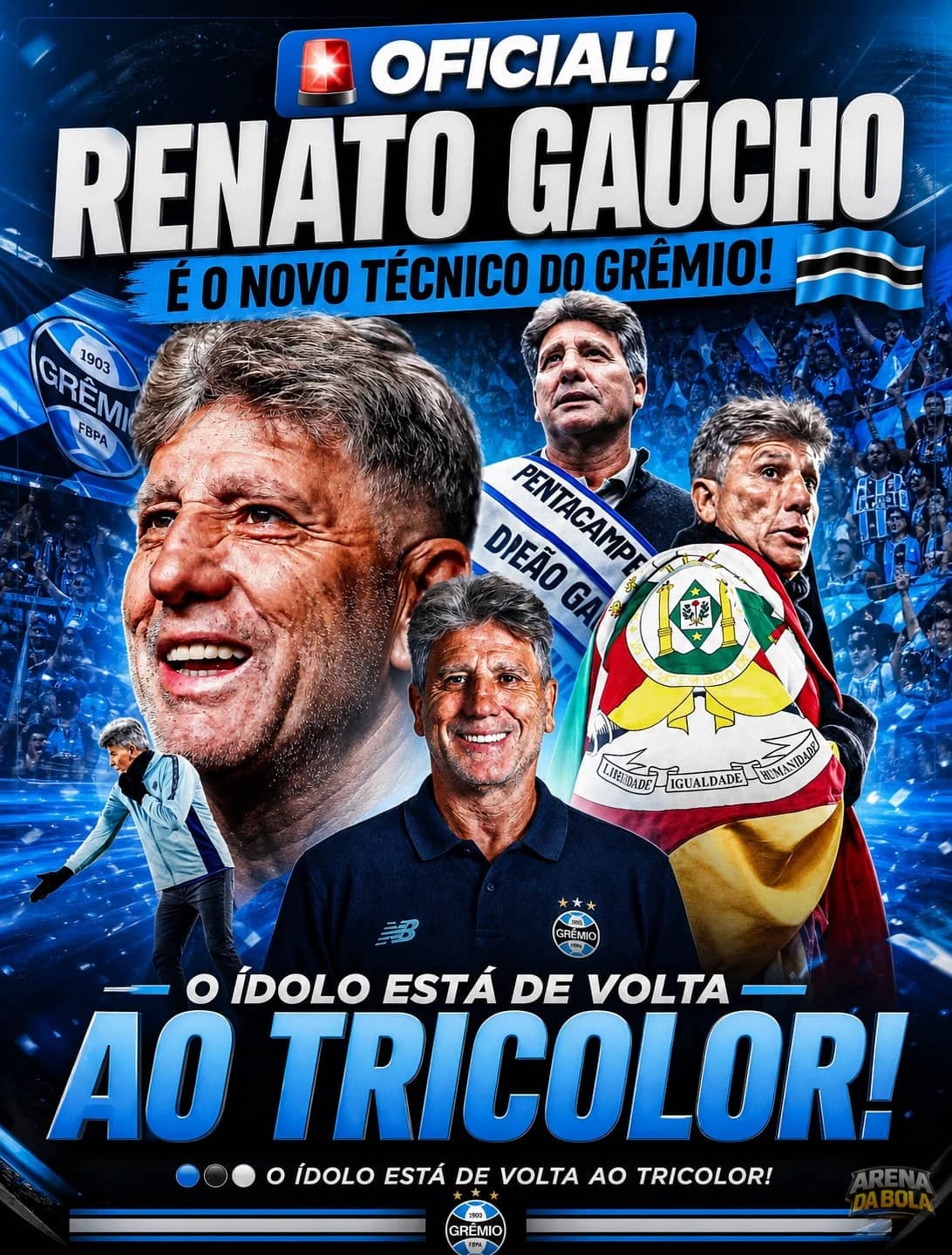 Grêmio anuncia oficialmente a volta de Renato Gaúcho ao clube