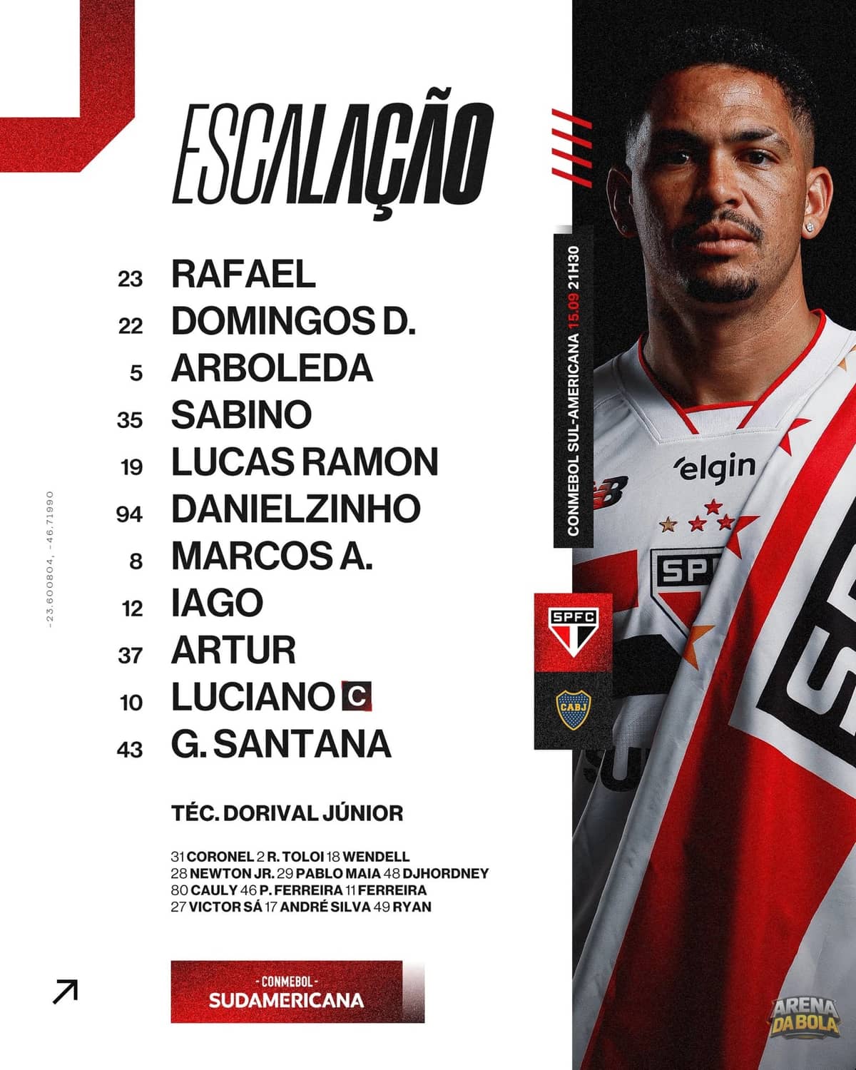 São Paulo está escalado para duelo com Boca Juniors na Sul-Americana