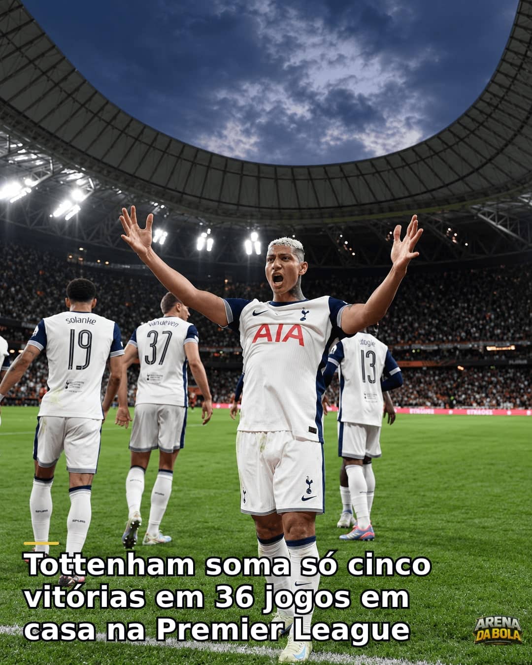 Tottenham soma só cinco vitórias em 36 jogos em casa na Premier League