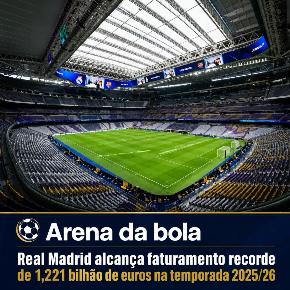 Real Madrid alcança faturamento recorde de 1,221 bilhão de euros na temporada 2025/26