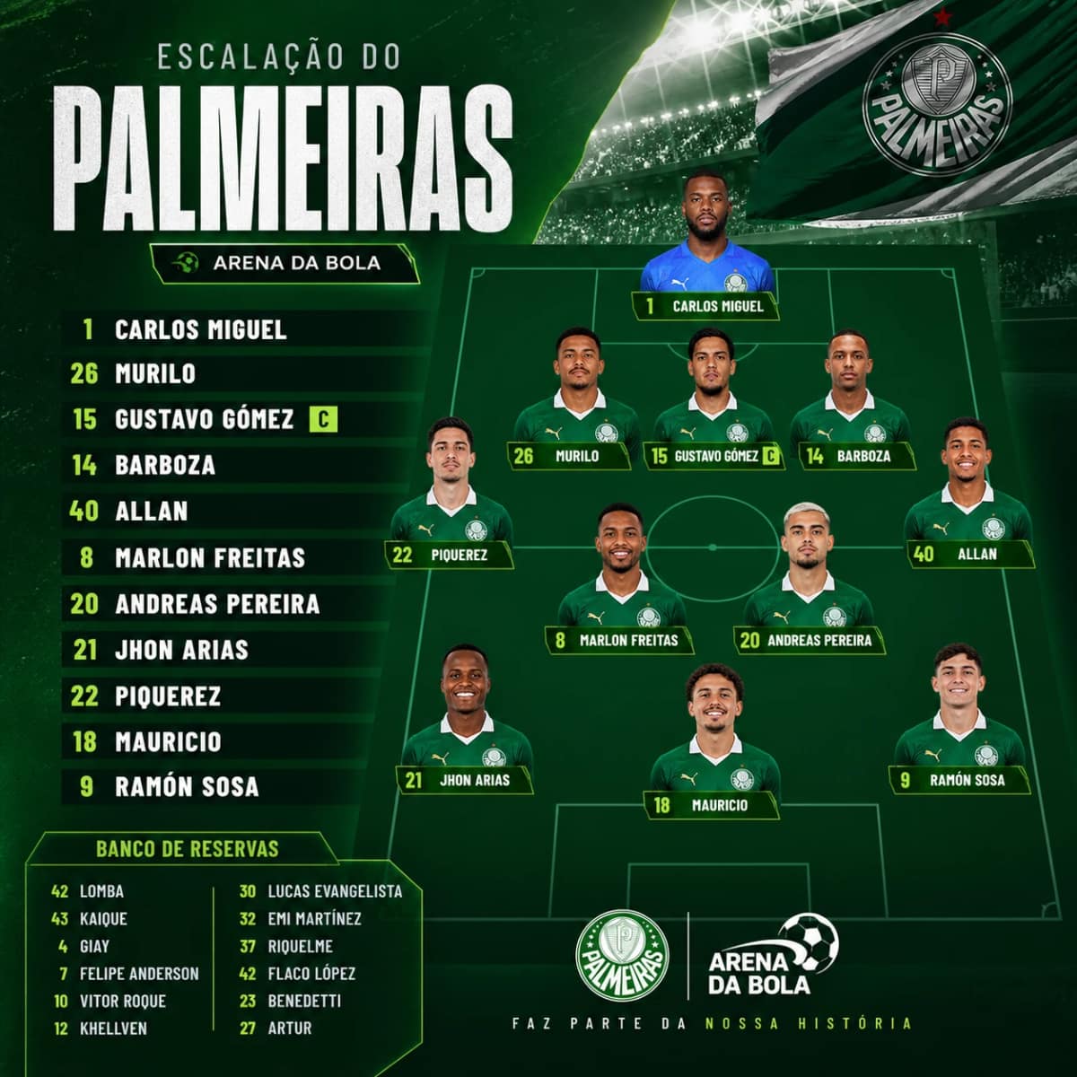 Palmeiras define escalação com mudanças e espera retorno de Paulinho | Brasileirão 2026