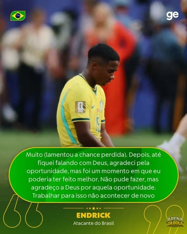 Endrick lamenta gol perdido na eliminação do Brasil para a Noruega na Copa 2026 — foto 2