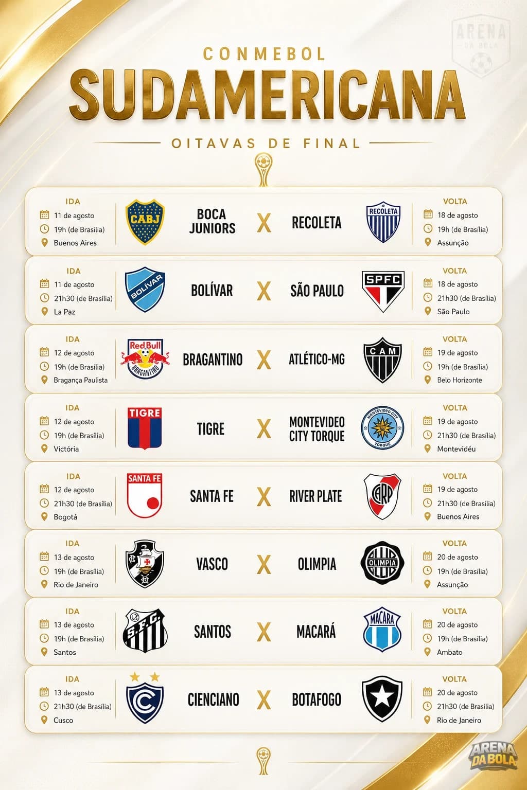 Sul-Americana: Conmebol confirma datas e horários das oitavas de final — foto 2