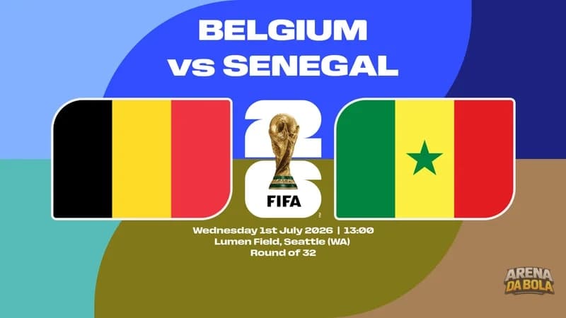Bélgica enfrenta Senegal na fase de 32 da Copa 2026