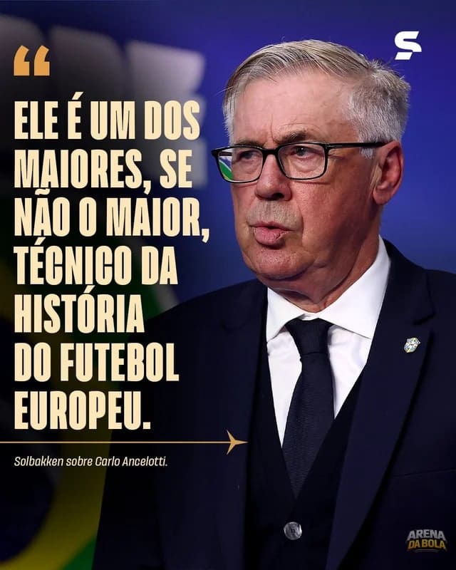 Solbakken elogia Ancelotti antes de Brasil x Noruega na Copa 2026