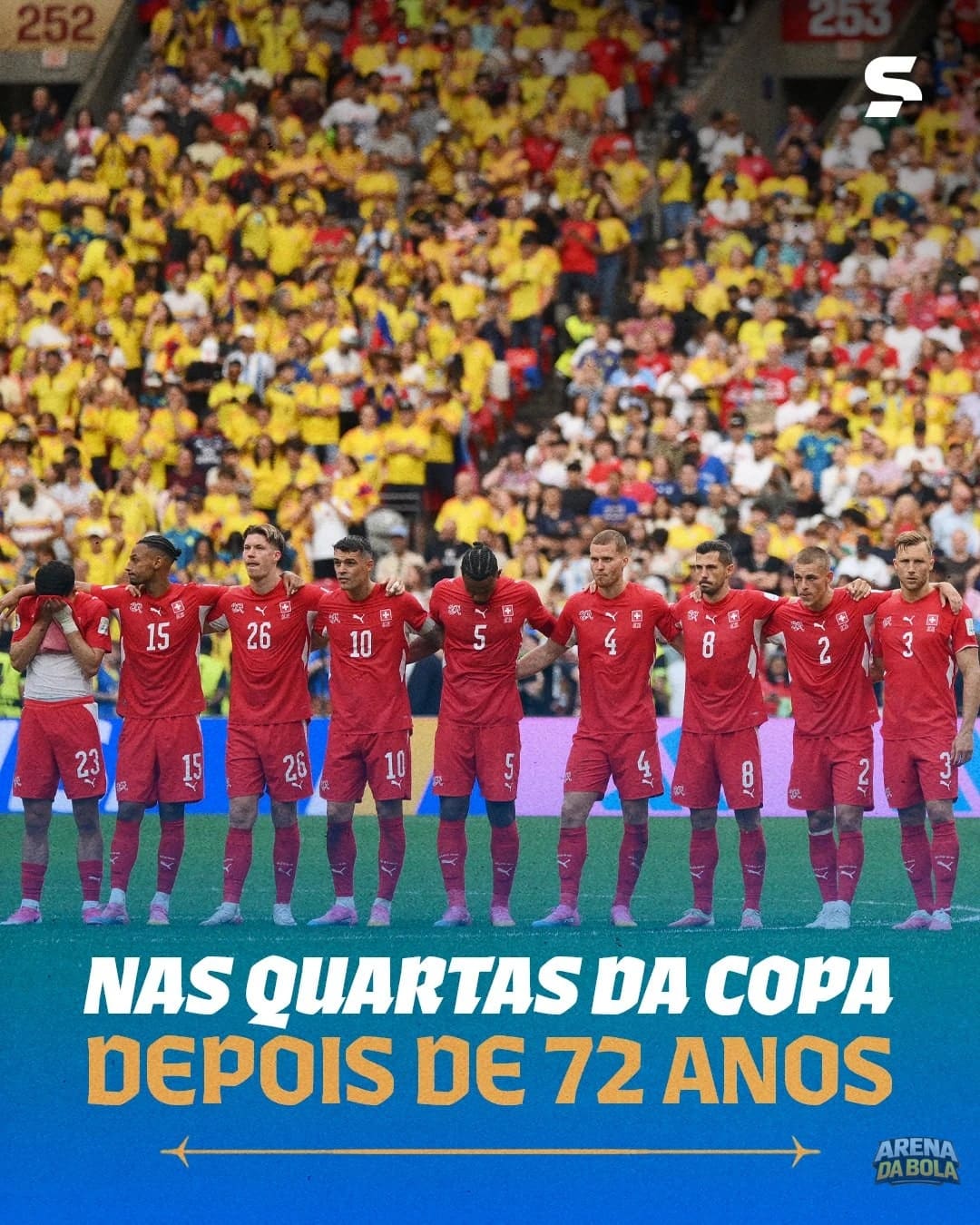 Suíça conquista vaga nas quartas de final da Copa do Mundo após 72 anos