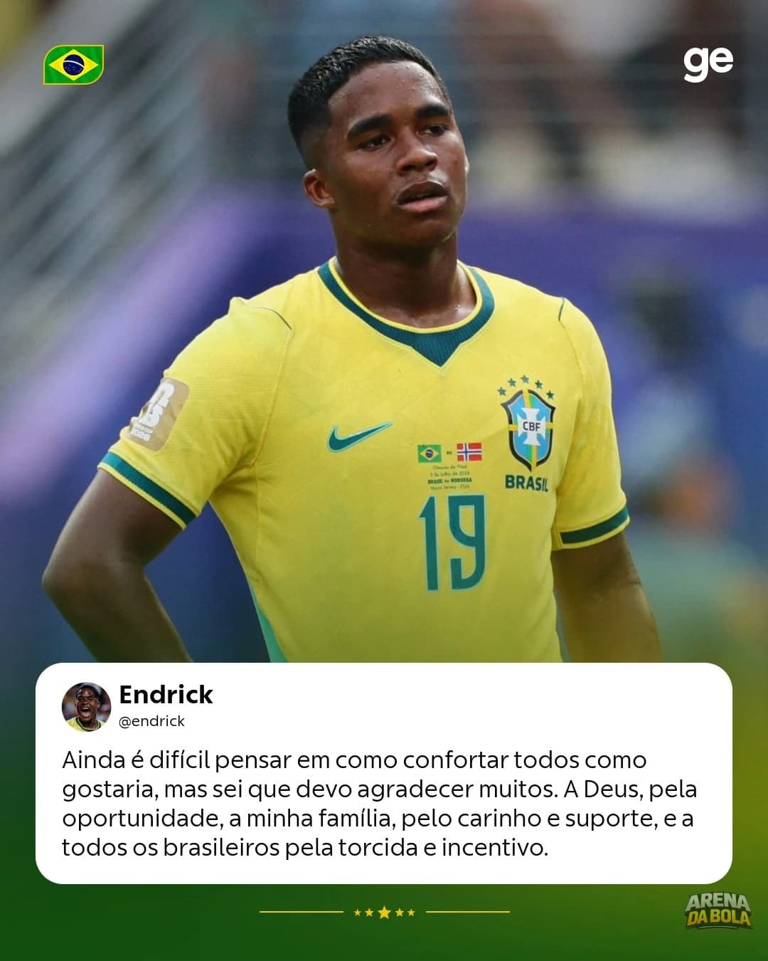 Endrick se pronuncia após eliminação do Brasil da Copa 2026