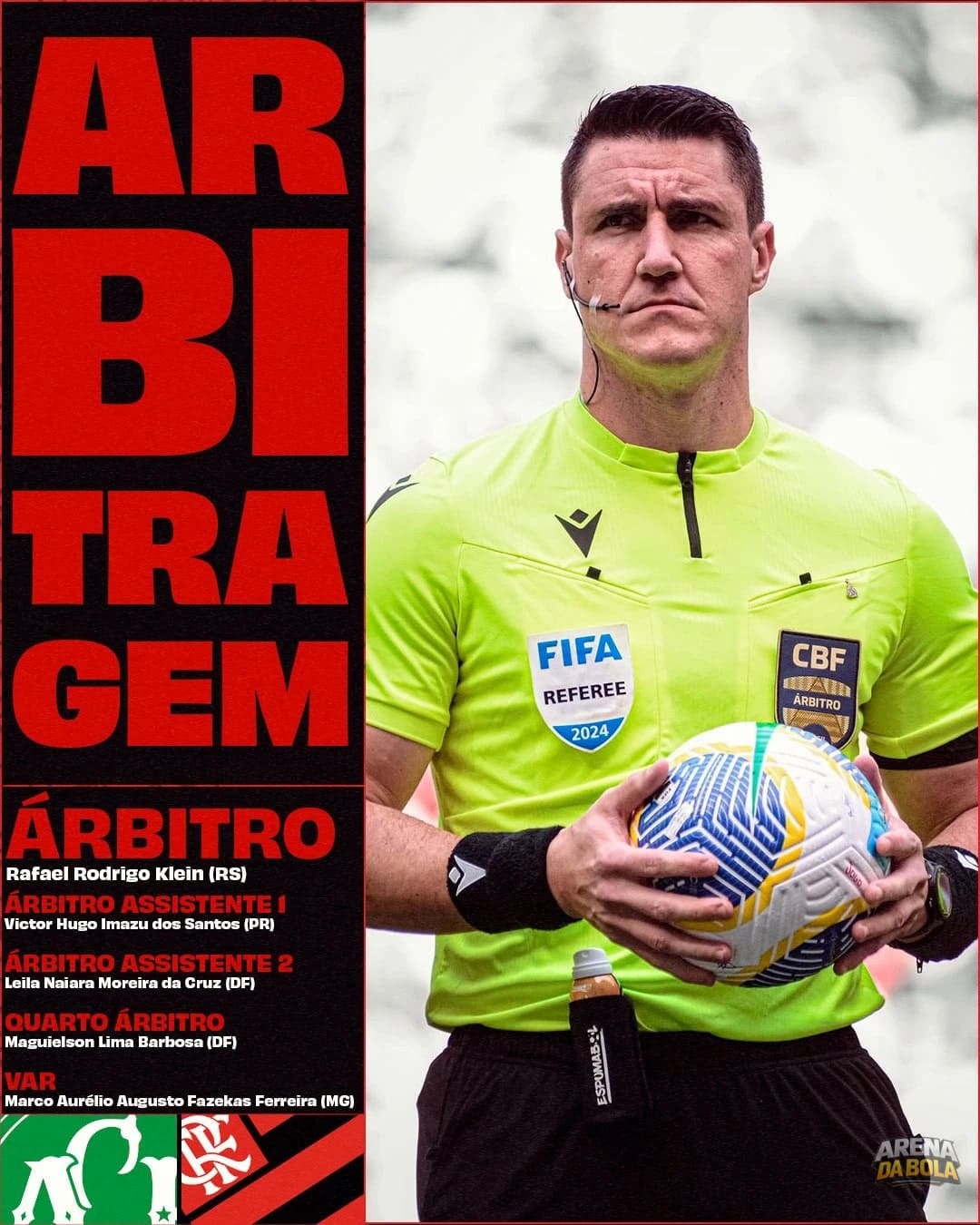 Arbitragem definida para o confronto entre ACF e Flamengo | Brasileirão 2026