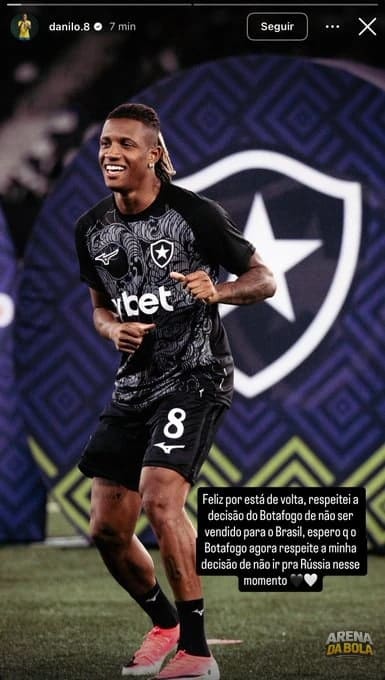 Danilo, do Botafogo, se manifesta sobre transferência para a Rússia