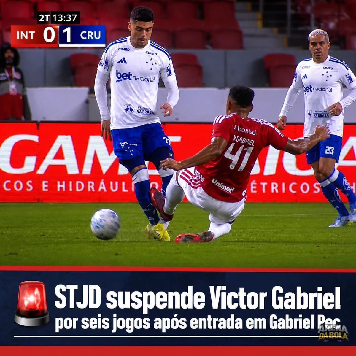 STJD suspende Victor Gabriel por seis jogos após entrada em Gabriel Pec