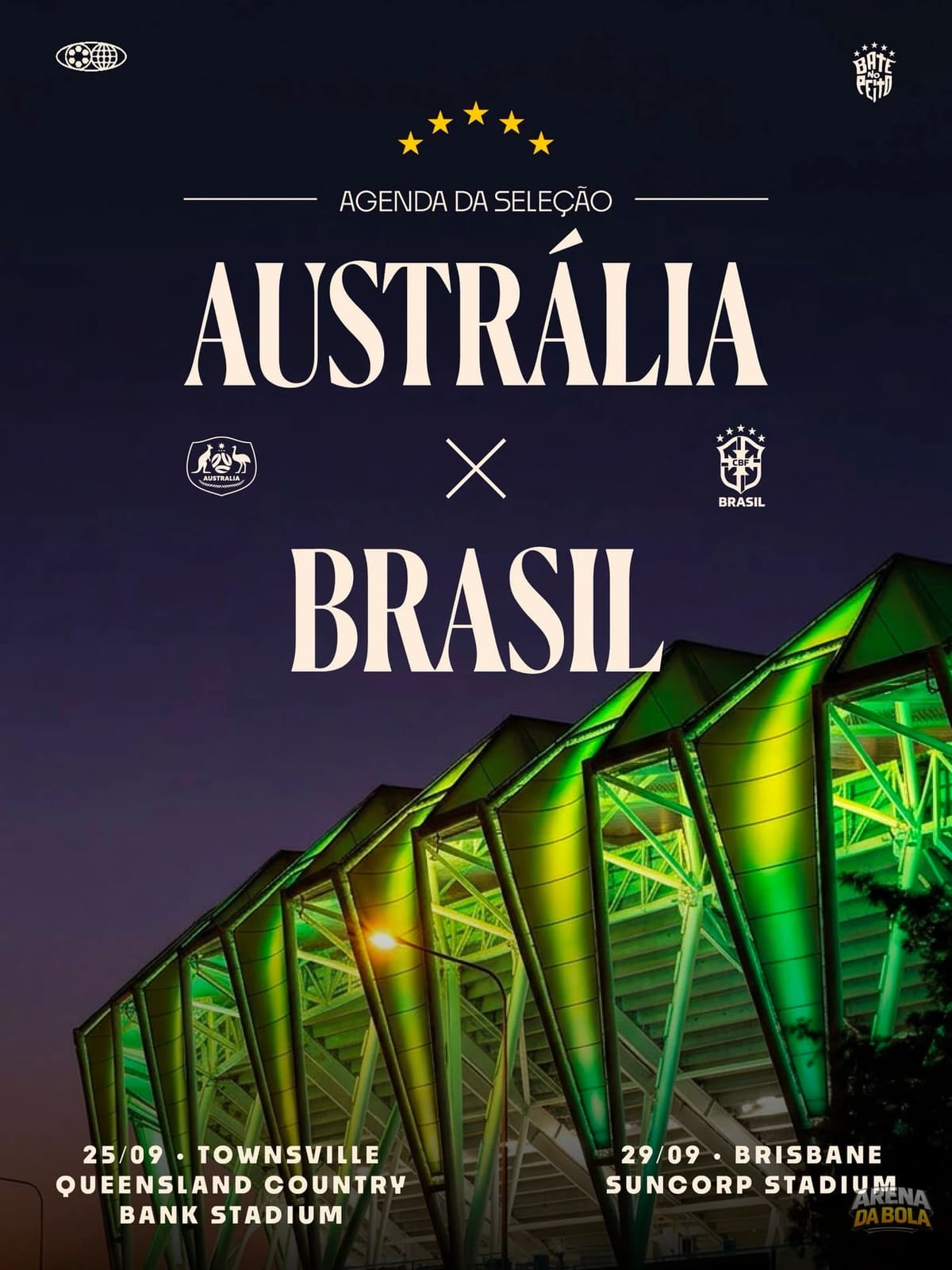 Seleção Brasileira agita calendário com amistosos contra Austrália e Índia