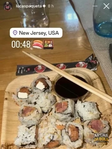 Lucas Paquetá compartilha foto de sushi após vitória do Brasil sobre o Japão na Copa da Copa 2026