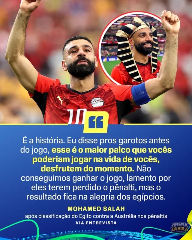 Mohamed Salah celebra classificação histórica do Egito na Copa do Mundo de 2026