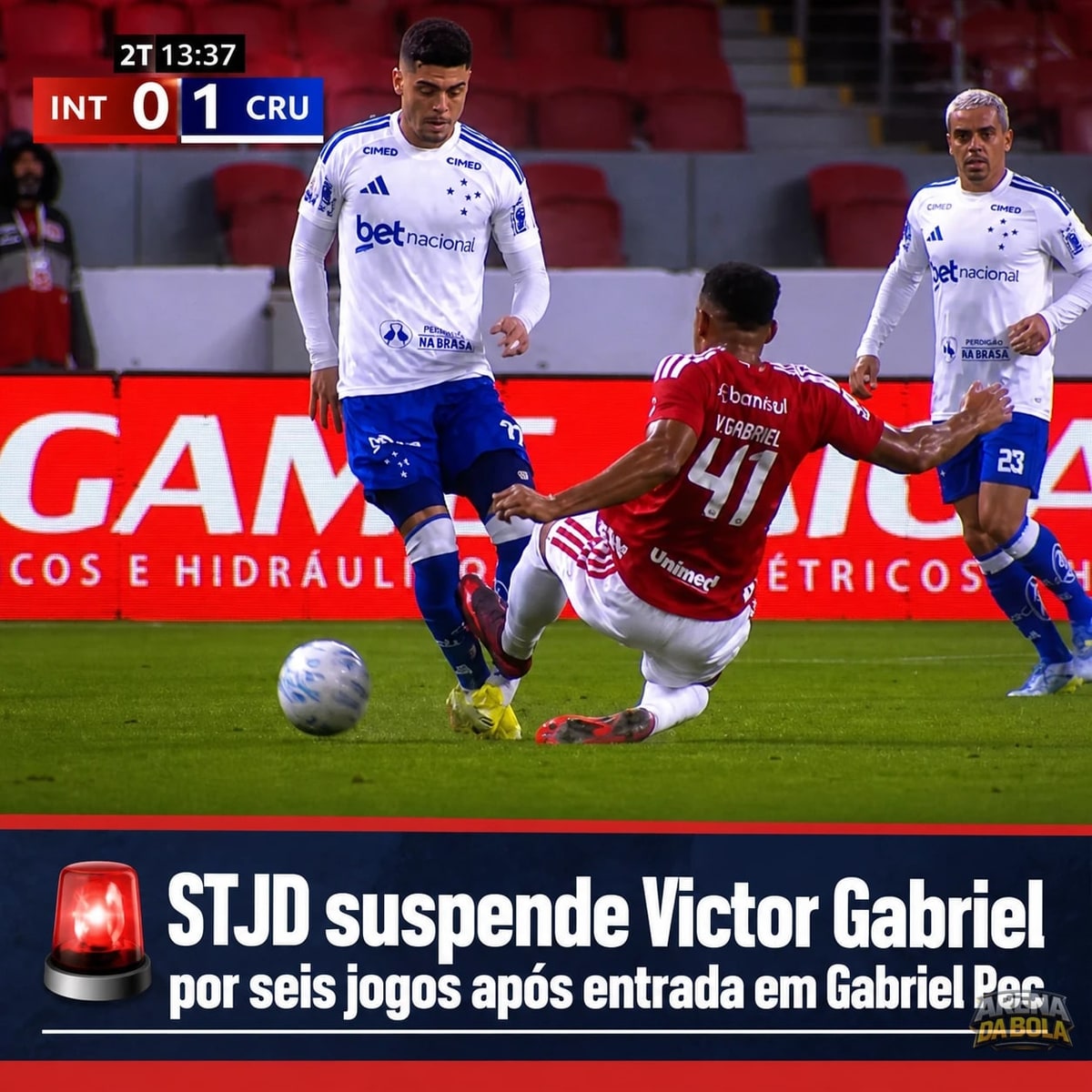 STJD suspende Victor Gabriel por seis jogos após entrada em Gabriel Pec