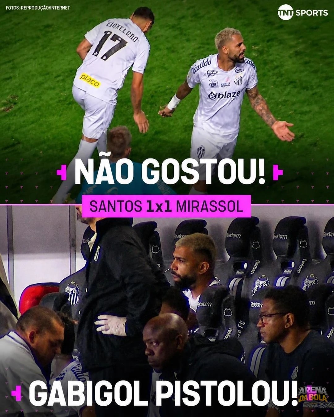 Gabigol manifesta descontentamento após substituição no Santos