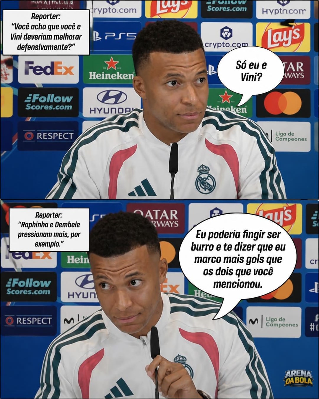 Mbappé rebate comparação defensiva com Vini