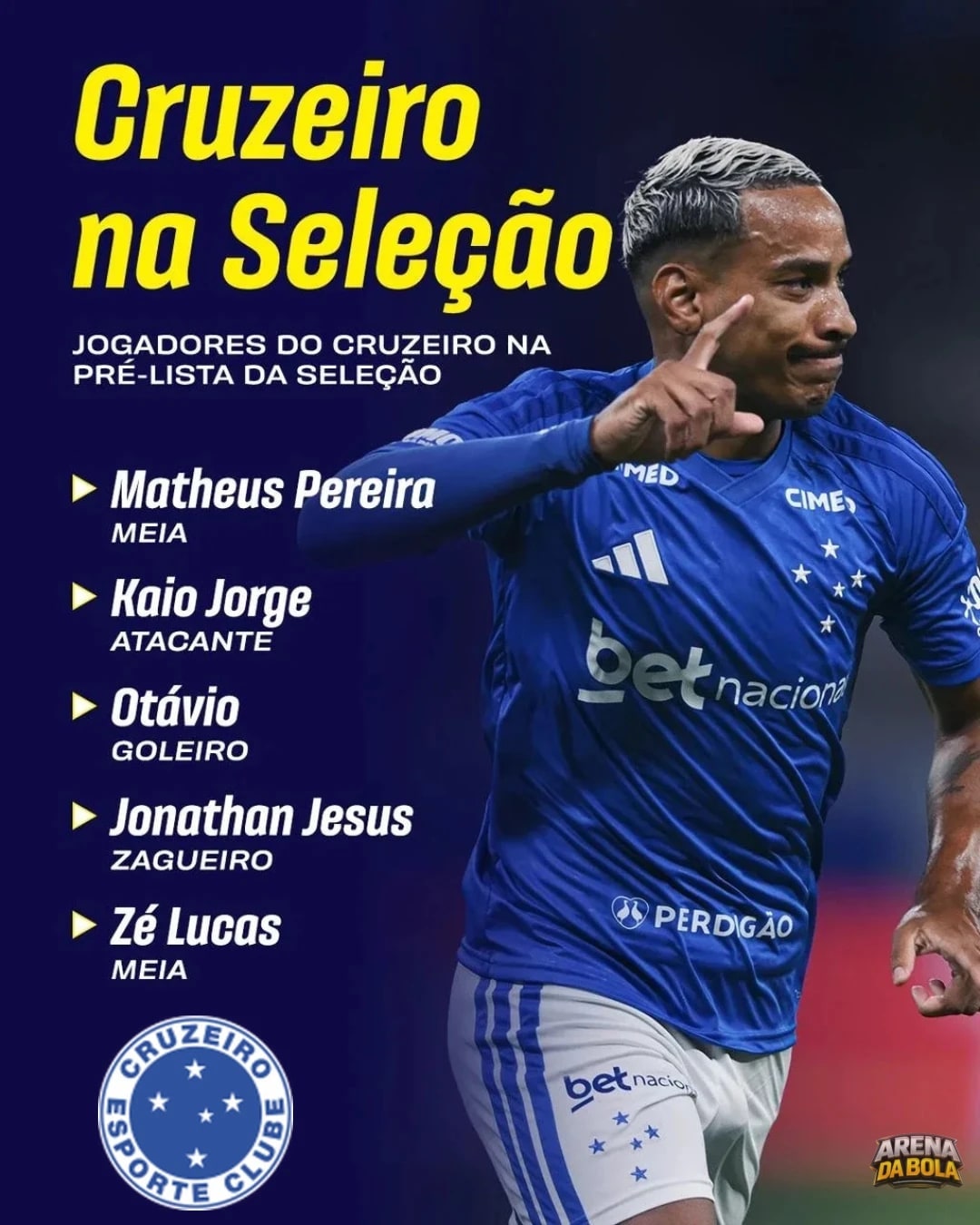 Cruzeiro tem cinco jogadores na pré-lista de Ancelotti para amistosos