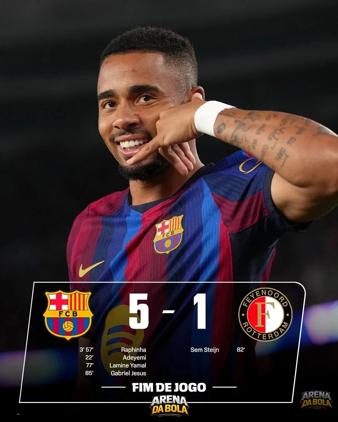 Barcelona goleia Feyenoord por 5 a 1 na estreia da Champions League
