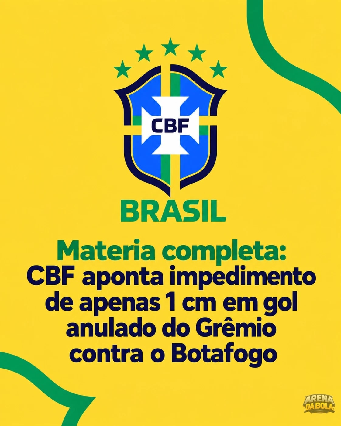 Materia completa: CBF aponta impedimento de apenas 1 cm em gol anulado do Grêmio contra o Botafogo | Brasileirão 2026