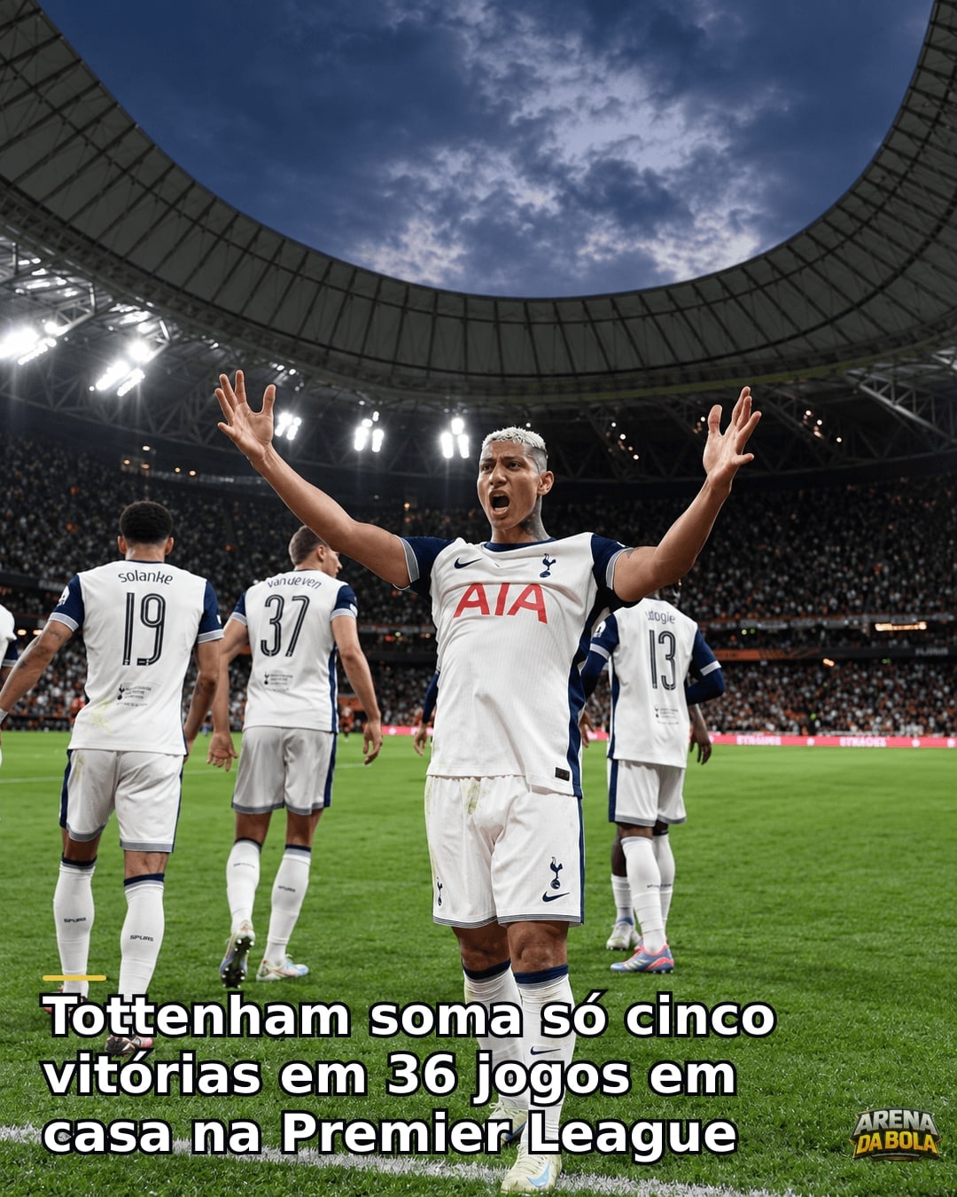 Tottenham soma só cinco vitórias em 36 jogos em casa na Premier League