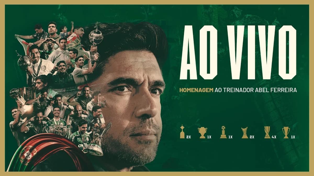 Abel Ferreira recebe homenagem como o técnico mais vitorioso da história do Palmeiras