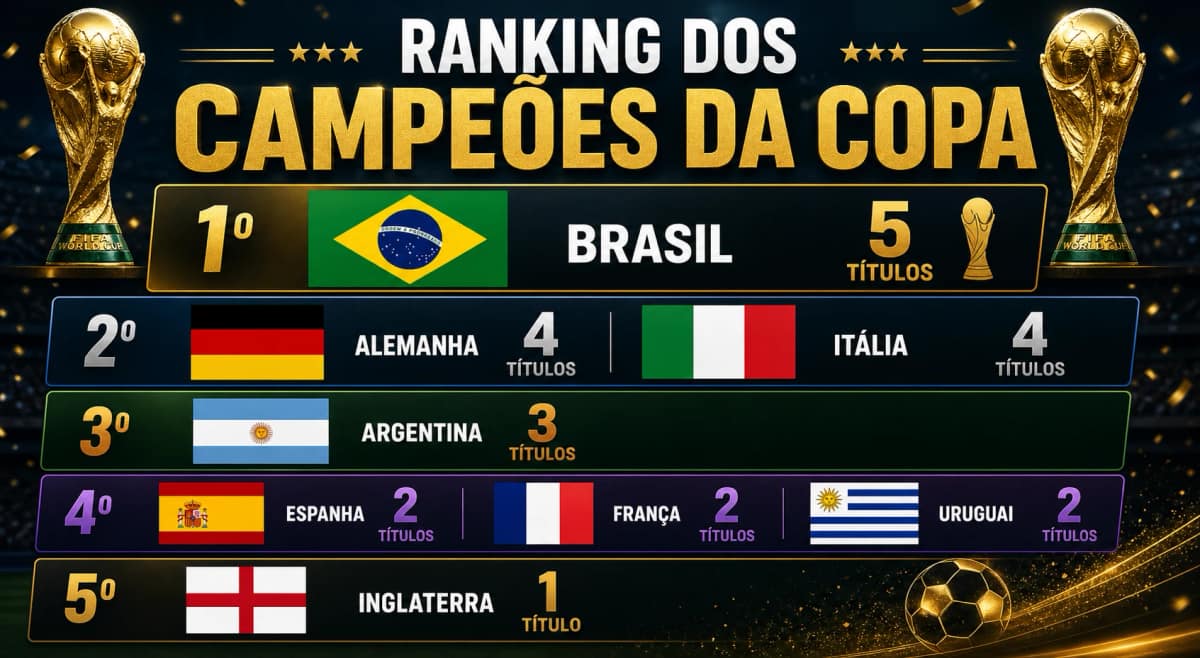 🏆 O Olimpo do Futebol: Veja o Ranking Atualizado dos Campeões Mundiais | Copa 2026
