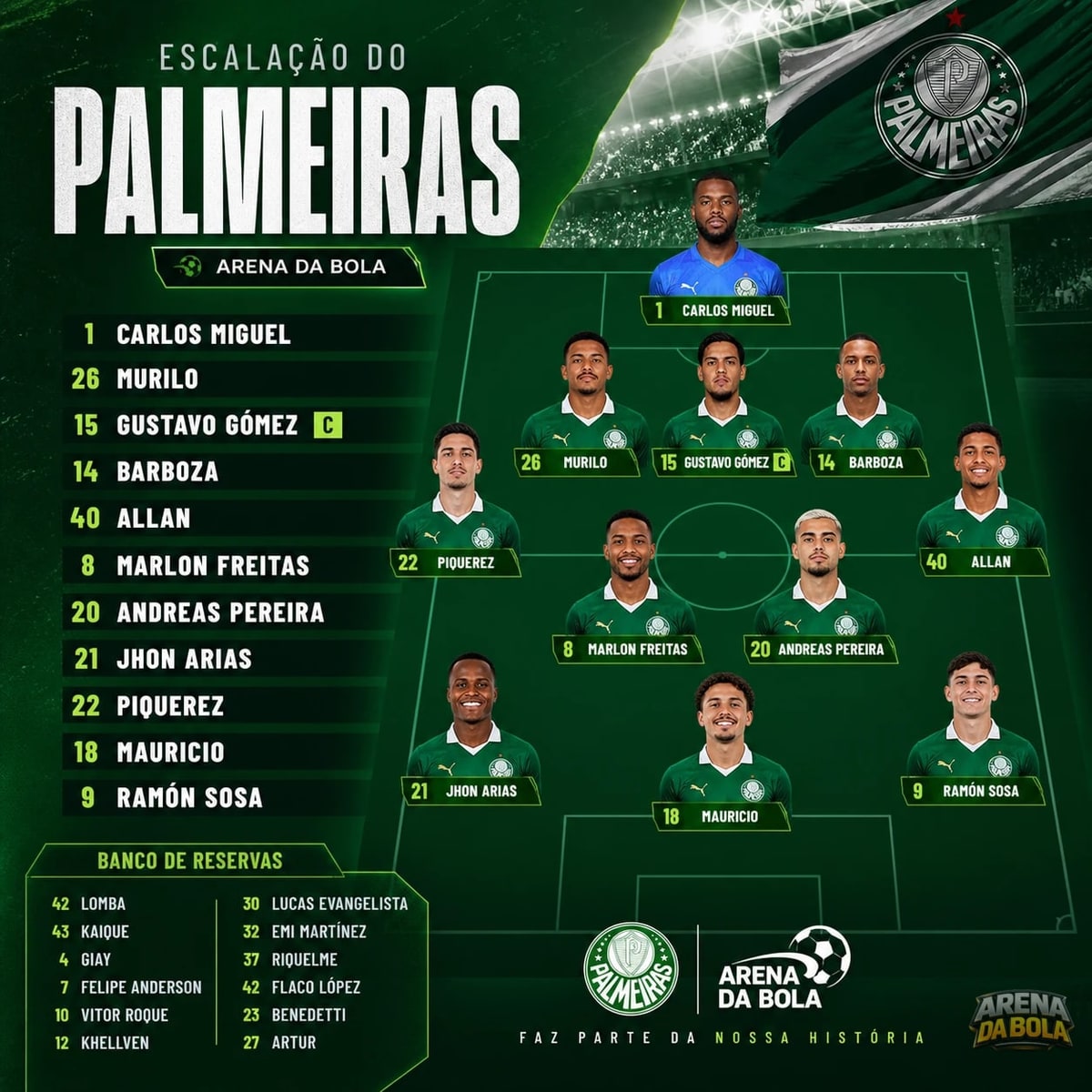Palmeiras define escalação com mudanças e espera retorno de Paulinho | Brasileirão 2026