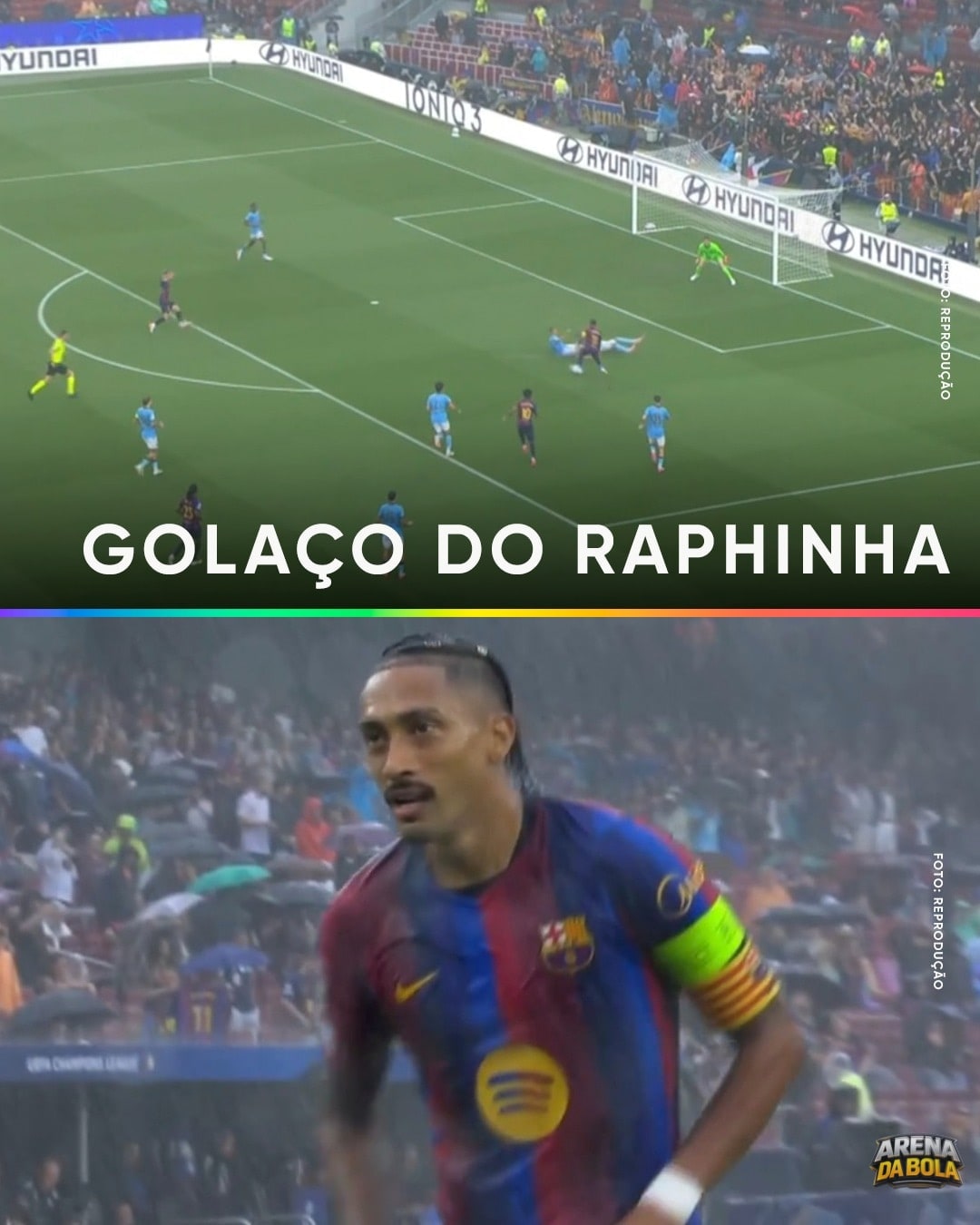 Barcelona abre 1 x 0 na Champions com golaço de Raphinha aos três minutos